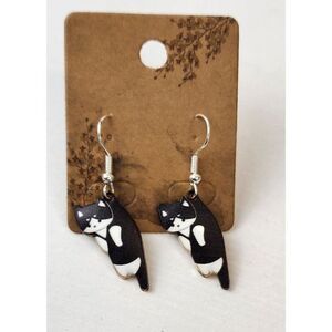 NEW, handmade Tuxedo Cat Earrings